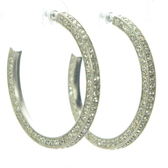 Kenneth Jay Lane KJL Crystal Hoop Earrings - Picture 3 of 4